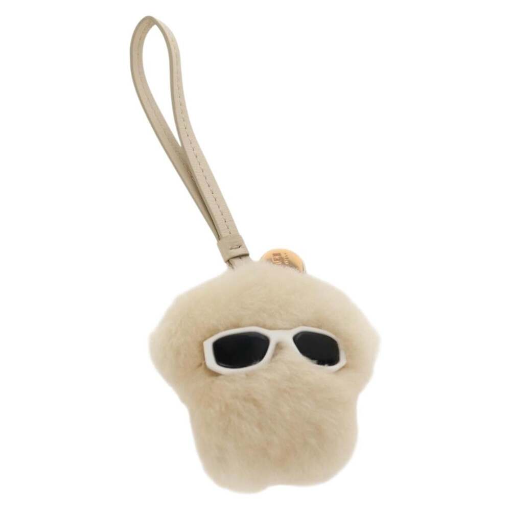 Versace Medusa Fluffy Shearling Charm Fur Beige